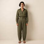 Conjunto Mujer Algodón Lino Camisa y Pantalón Ancho