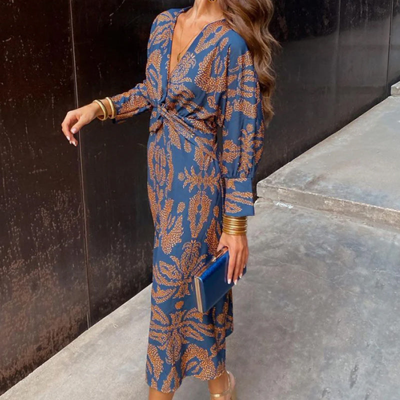 Vestido Midi Verano Elegante Con Corte Fluido