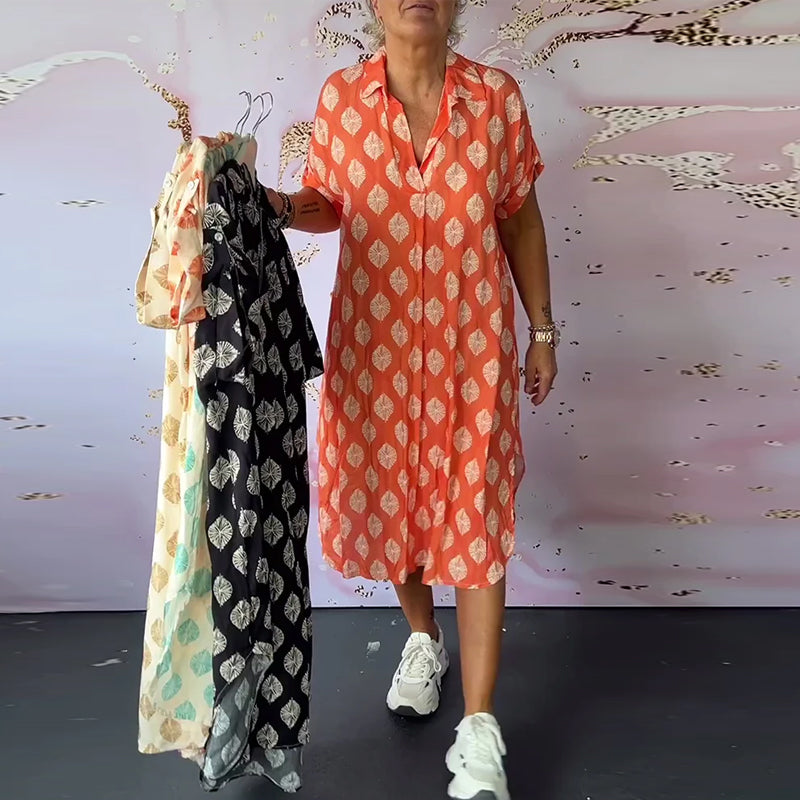 Legeres Frühlings-Midikleid mit Reverskragen