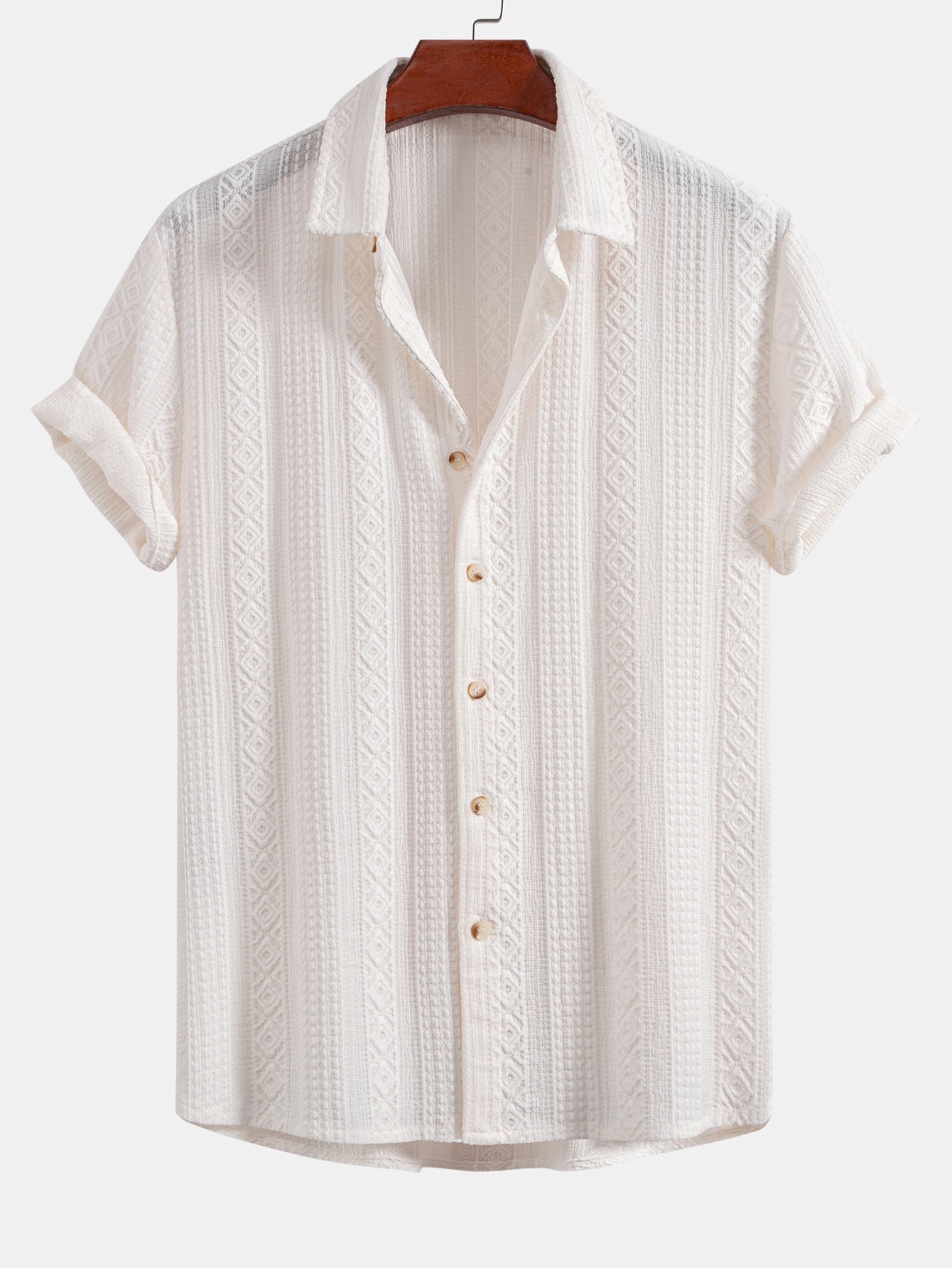 Conjunto Camisa Jacquard Geométrica y Pantalón de Lino