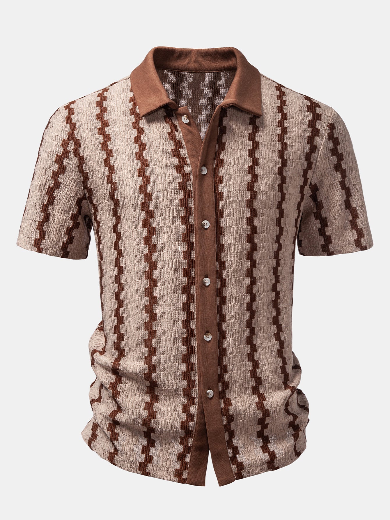 Conjunto Camisa Cuadros Jacquard y Pantalón Recto Lino