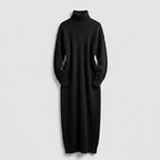 Genoveva™ Vestido Midi de Punto con Cuello Alto y Manga Larga