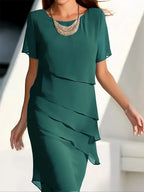 Vestido Midi De Fiesta Con Capas Fluido Y Elegante