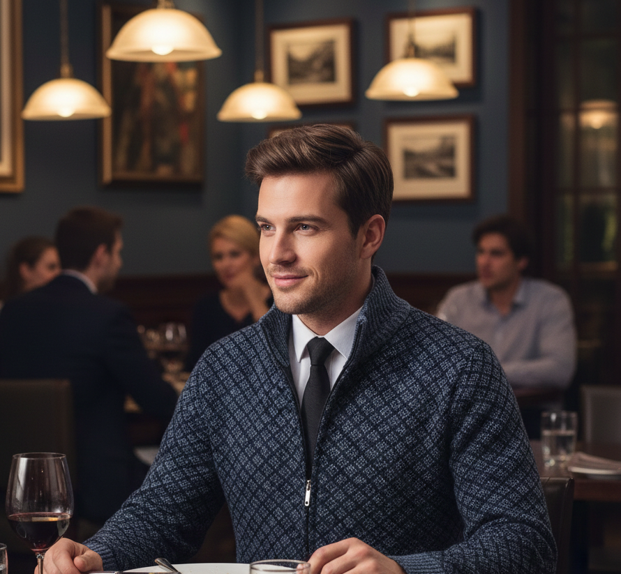 Lässiger Strick-Cardigan mit Waffelstruktur und Reißverschluss