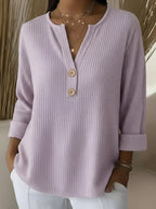 Lucía | Camiseta Henley Gofrada con Botones