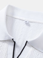 Conjunto Polo Jacquard Geométrico y Pantalón Slim Elegante