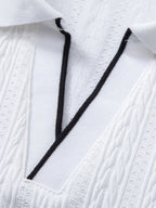 Conjunto Polo Jacquard Geométrico y Pantalón Slim Elegante