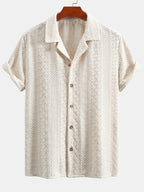 Conjunto Camisa Cubana Jacquard Floral y Pantalón Recto