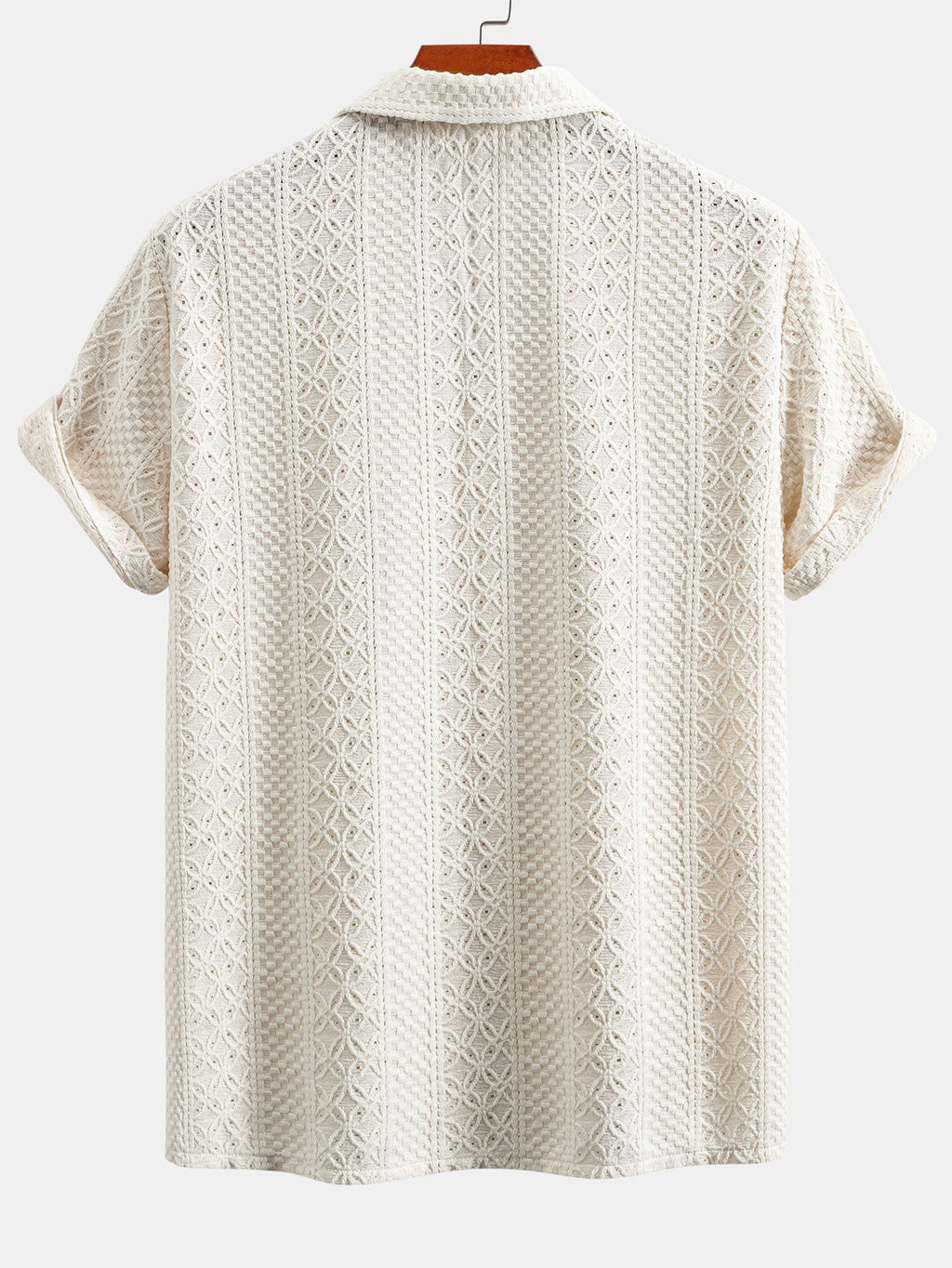 Conjunto Camisa Cubana Jacquard Floral y Pantalón Recto