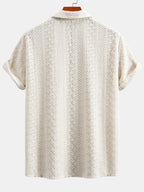 Conjunto Camisa Cubana Jacquard Floral y Pantalón Recto