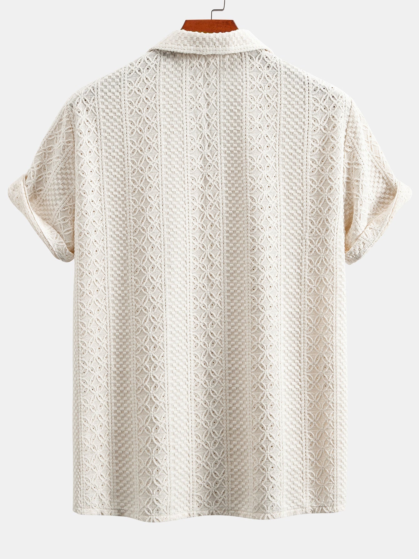 Conjunto Camisa Cubana Jacquard Floral y Pantalón Recto