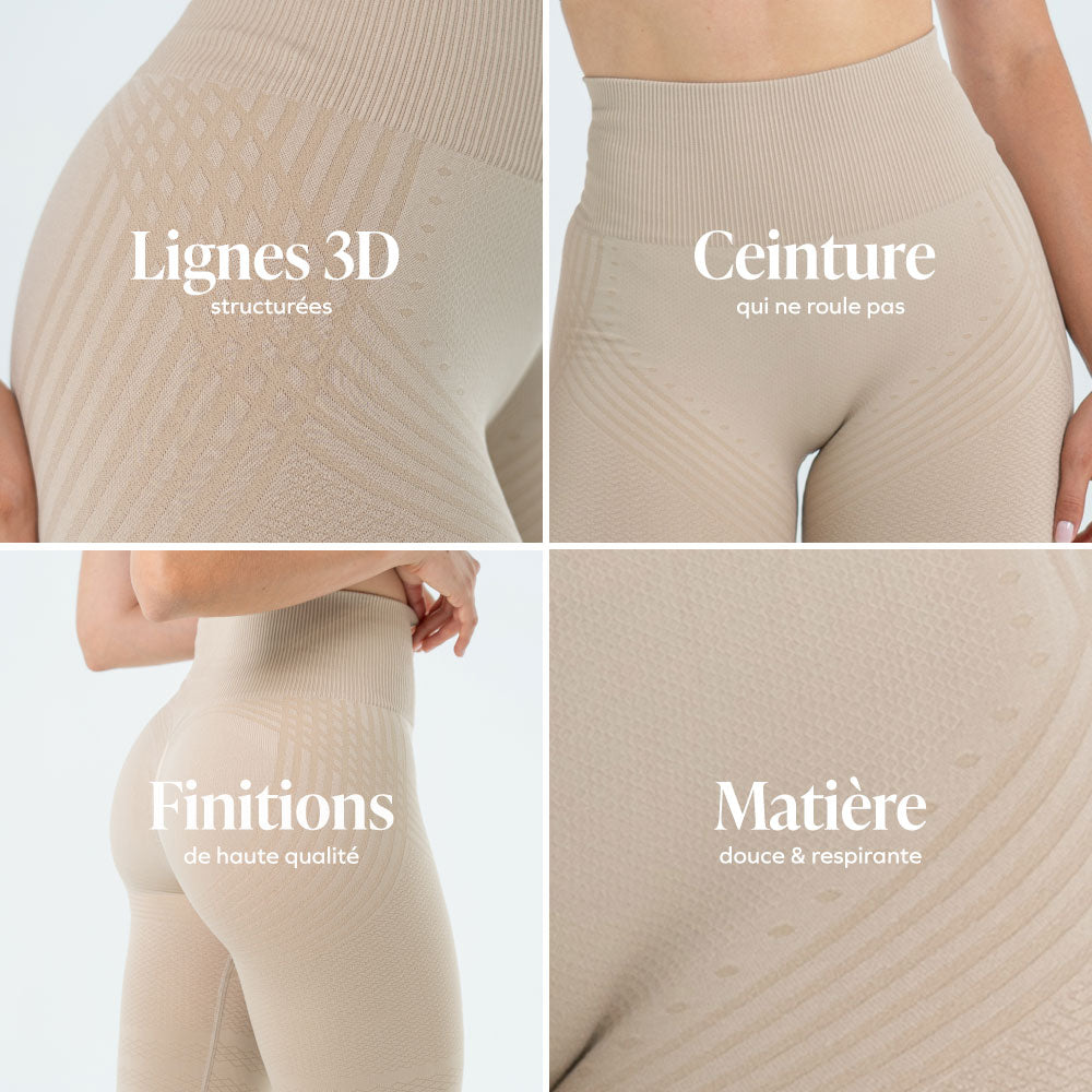 3D-Leggings mit leichter Kompression, drainierend und Anti-Cellulite