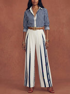 Ensemble Rayé Femme Avec Chemise Et Pantalon Large