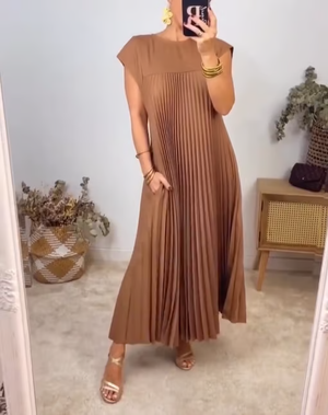 Langes, lässiges Sommerkleid für Damen mit Plissees