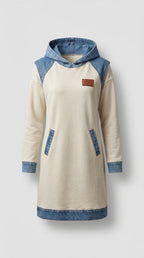 Vestido Sudadera con Capucha y Paneles a Contraste