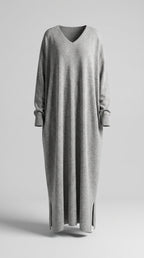 Vestido Largo de Manga Larga con Escote en V