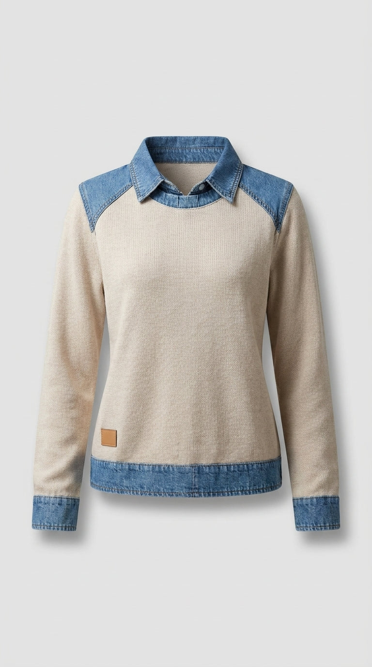 Jersey Casual De Mujer De Manga Larga Con Cuello