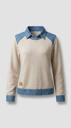 Jersey Casual De Mujer De Manga Larga Con Cuello