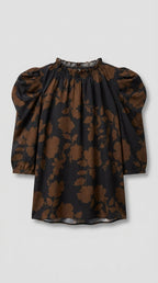 Blusa De Mujer Con Manga Abullonada Y Volantes
