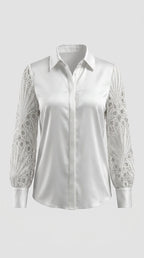 Blusa De Mujer Con Cuello Elegante Y Corte Fluido