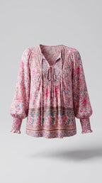 Blusa Floral Elegante de Mujer con Corte Fluido