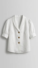 Blusa Retro Chic De Mujer Con Nudo Frontal