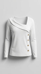 Blusa De Mujer De Manga Larga Con Cuello Asimétrico