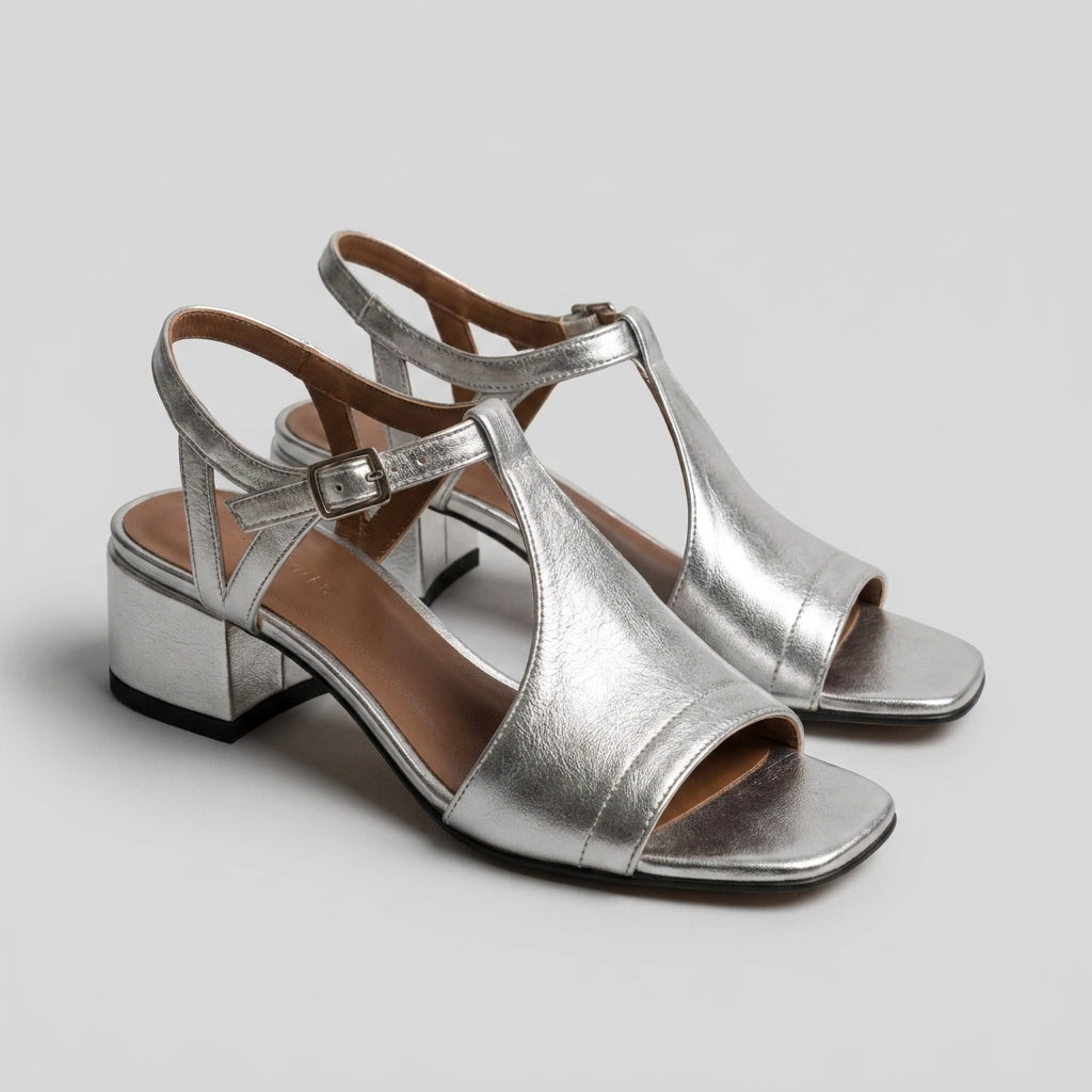 Serena™ | Sandalias Plateadas de Verano