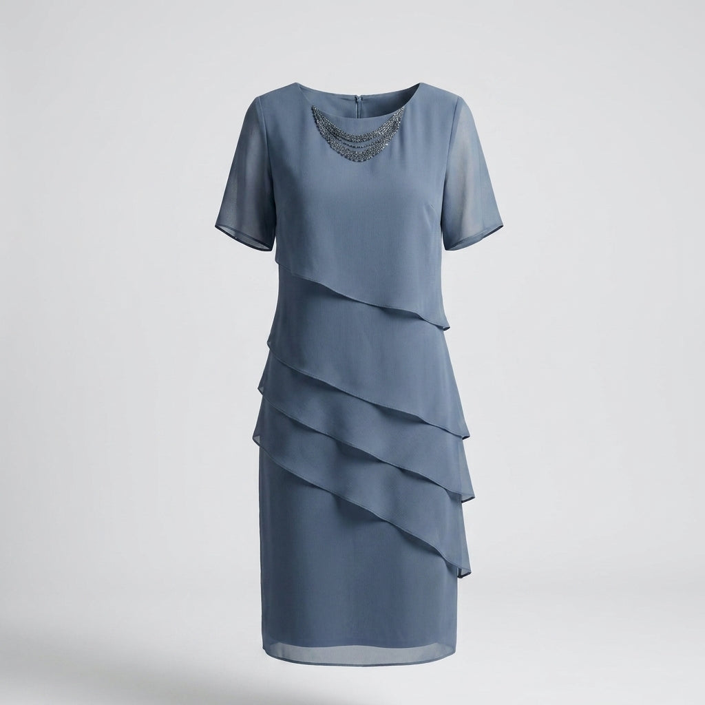 Asunción™ Vestido Midi de Fiesta con Capas Fluidas y Elegantes