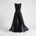 Black Gala Jumpsuit with Overlaid Chiffon Skirt