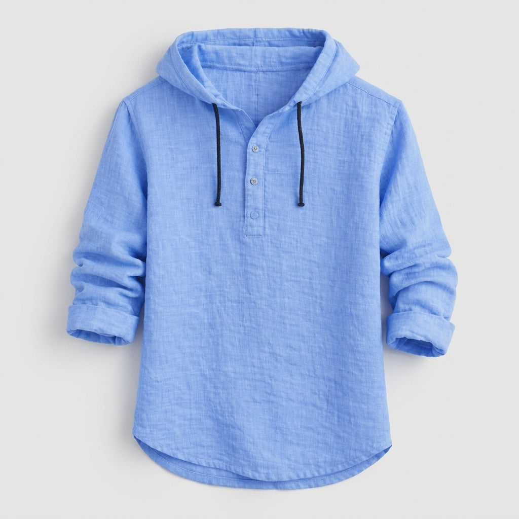 Chemise en lin à capuche décontractée pour homme