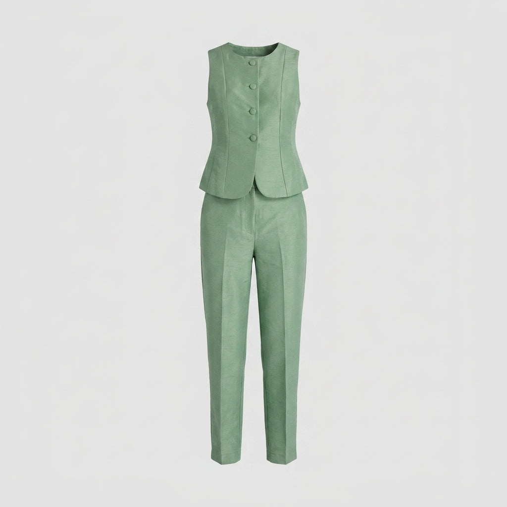 Pantalón De Vestir Shantung Tiro Alto Mujer