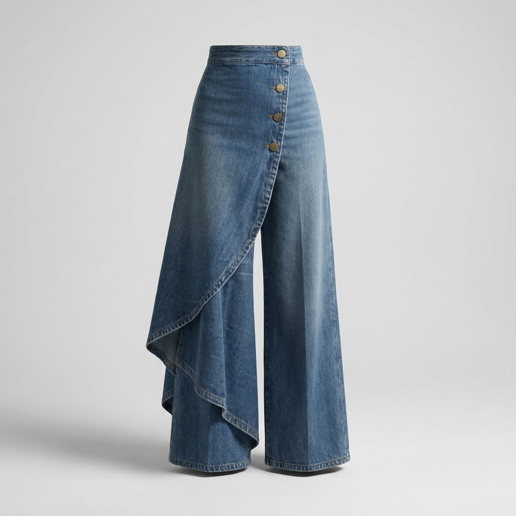 Jeans Vaqueros Cruzados de Mujer Tiro Medio