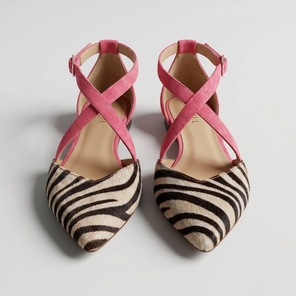Bailarinas De Verano Con Tacón Bajo Y Estampado Cebra