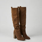 Botas Altas Mujer Estilo Western en Ante Marrón