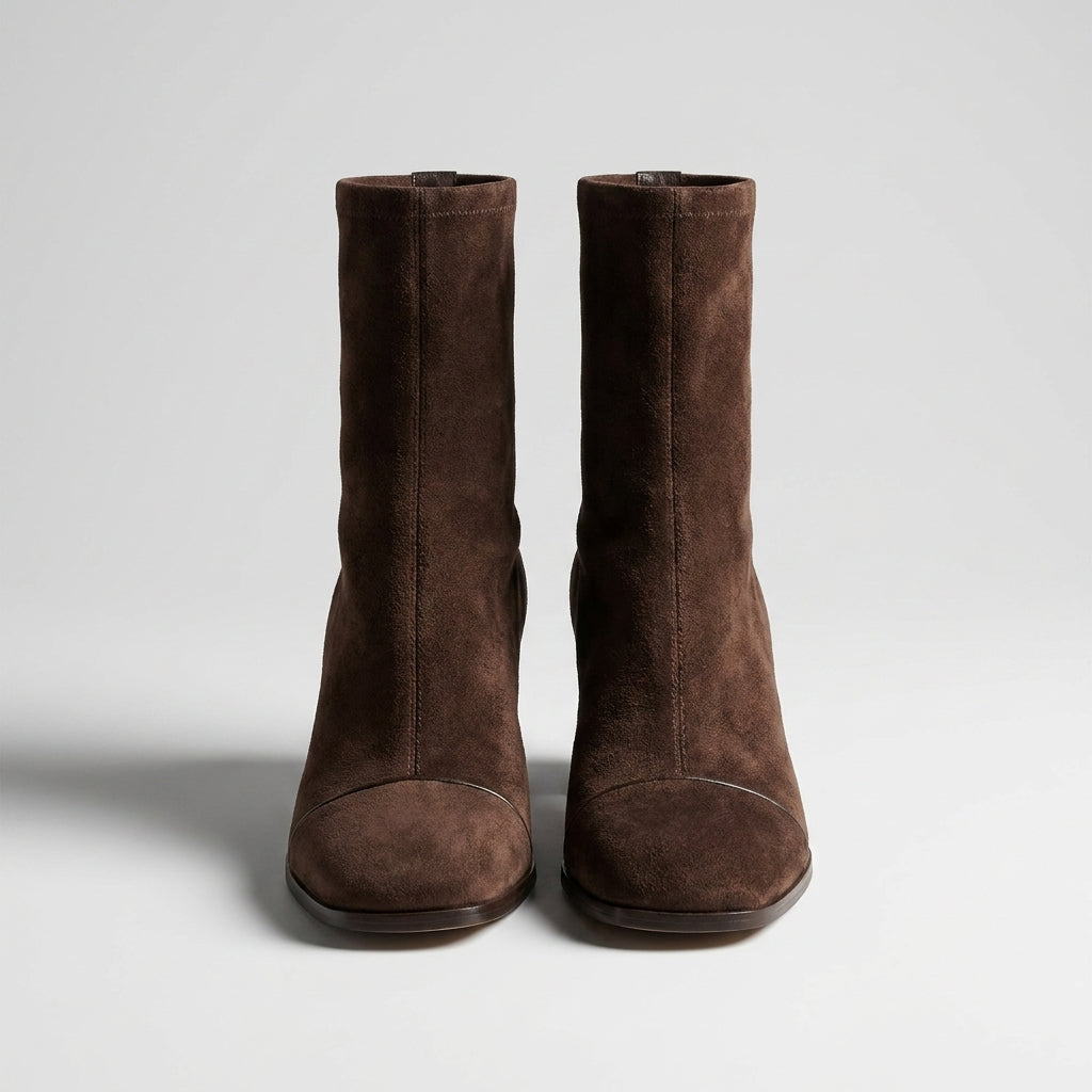 Botas De Tacón Bajo De Ante – Comodidad Diaria