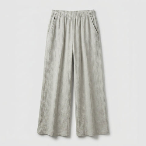 Pantalón Casual De Pierna Ancha De Mezcla De Algodón
