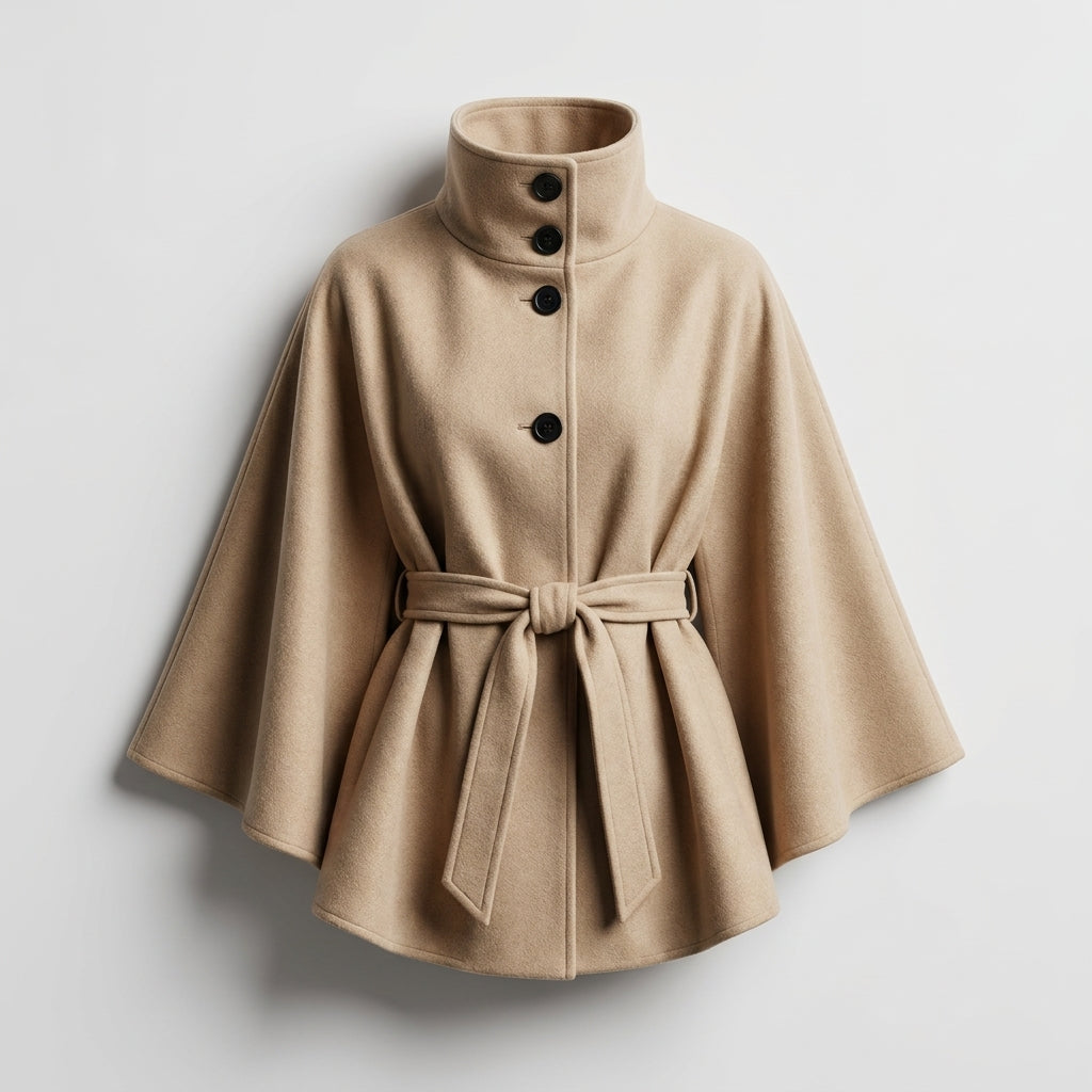 Poncho ligero tipo capa beige para primavera