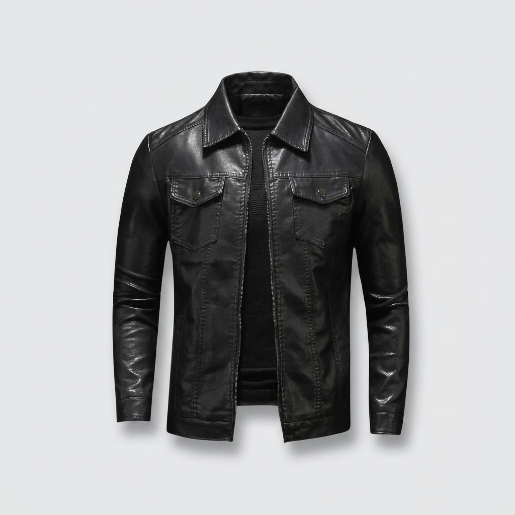 Chaqueta De Piel Vegana Entallada Estilo Urbano