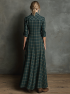 Gestreiftes Maxi-Hemdkleid mit Kragen für Damen