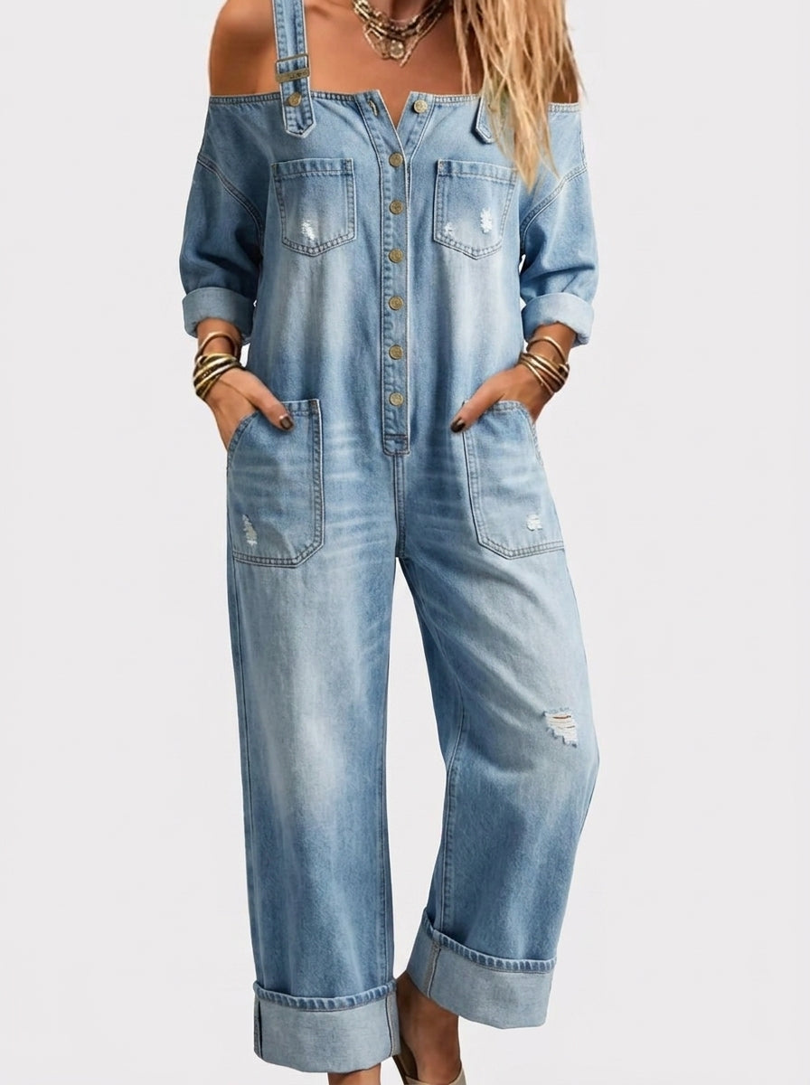 Milena™ Jumpsuit de Pierna Ancha con Bolsillos