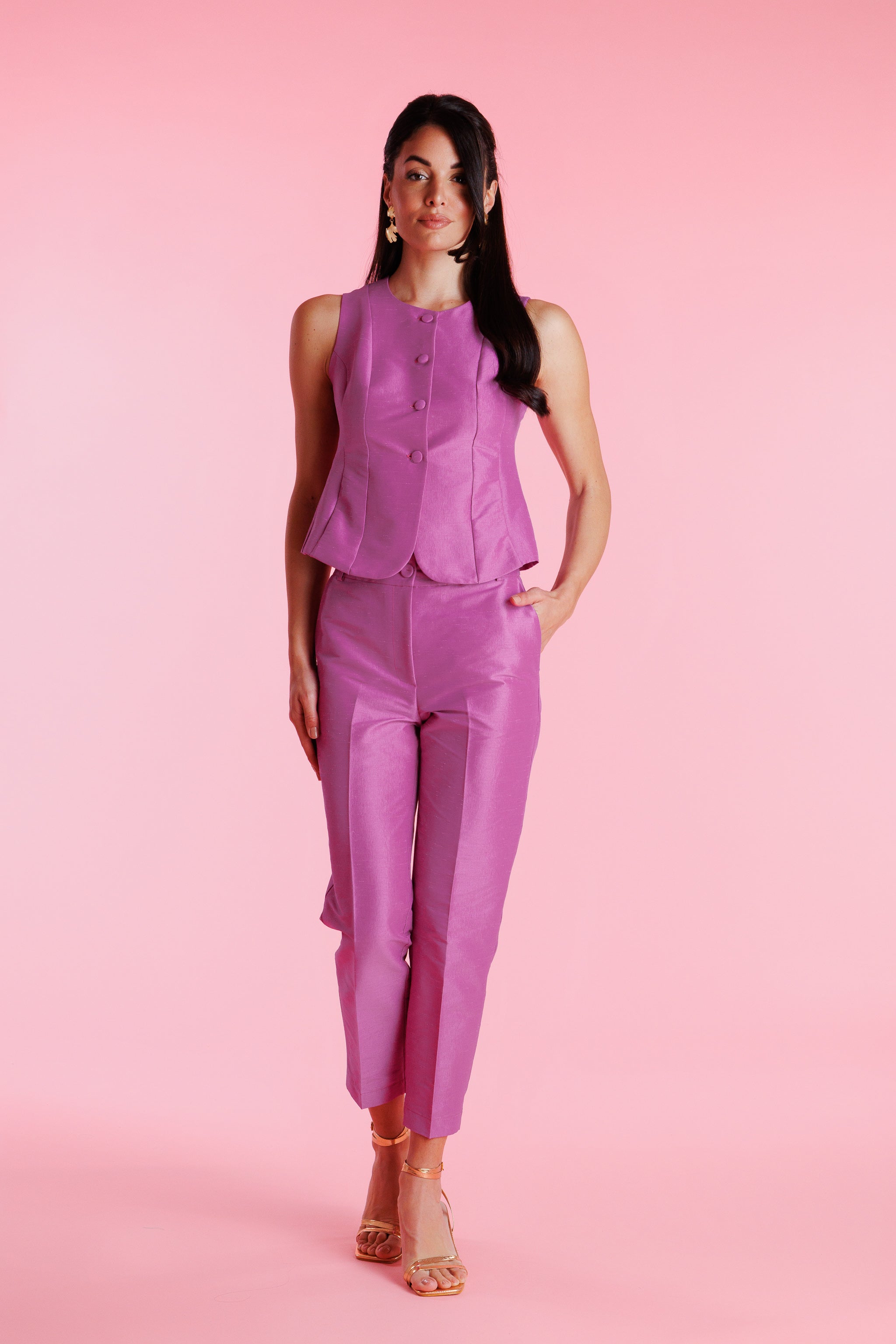 Damen-Shantunghose mit hohem Bund