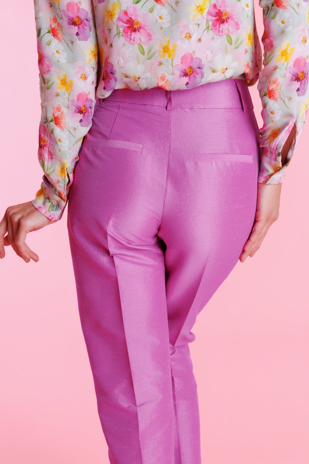 Pantalón De Vestir Shantung Tiro Alto Mujer