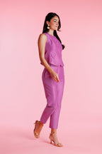 Pantalón De Vestir Shantung Tiro Alto Mujer