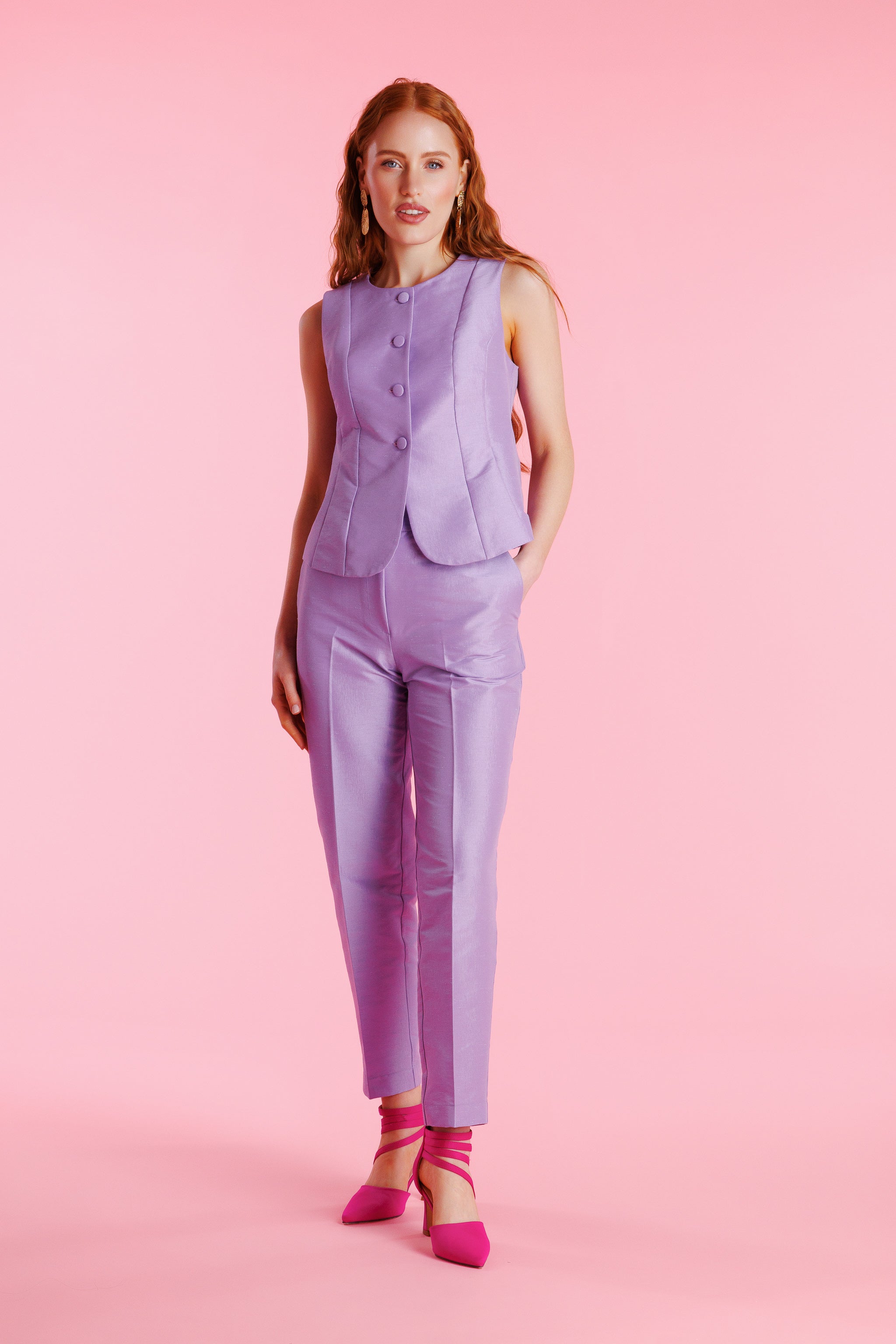 Damen-Shantunghose mit hohem Bund