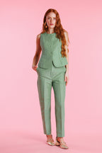 Pantalón De Vestir Shantung Tiro Alto Mujer