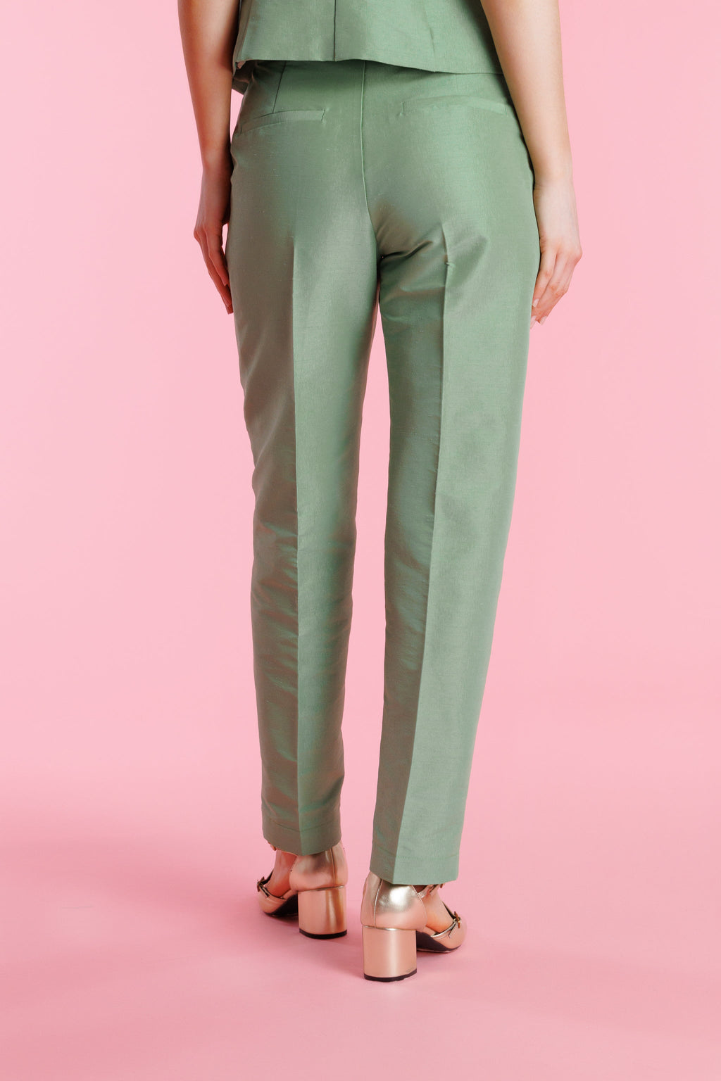 Pantalón De Vestir Shantung Tiro Alto Mujer