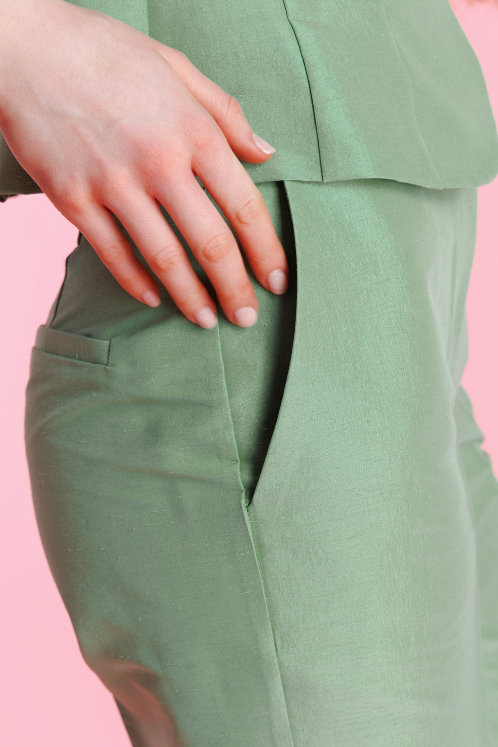 Pantalón De Vestir Shantung Tiro Alto Mujer