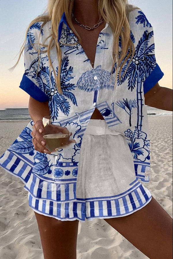 Conjunto Camiseta y Shorts Lino Algodón Mujer