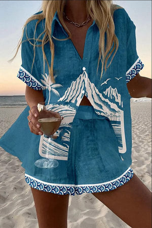 Conjunto Camiseta y Shorts Lino Algodón Mujer